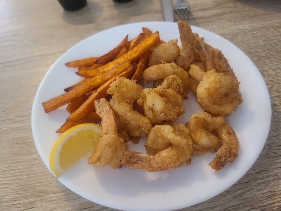 Fried Shrimp and Sweet Potato Fries